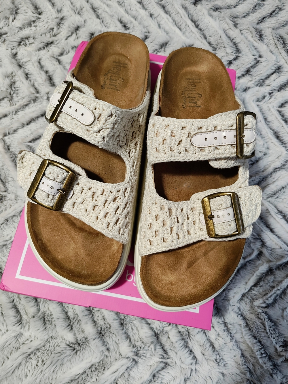 Corkys Cream Macrame Double-Buckle Platform Sandals